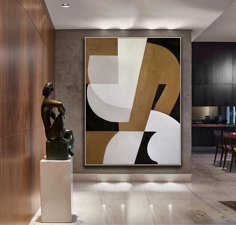 Brown & White Abstract Painting | Minimalist Canvas Art | Wabi Sabi