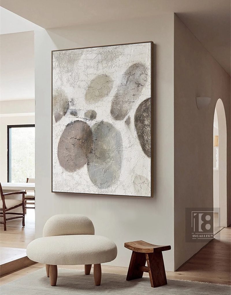 Neutral Gray & White Minimalist Painting | Abstract Wabi Sabi Canvas Art