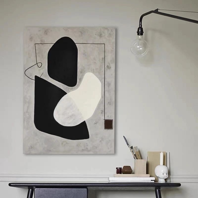 Black & White Abstract Painting | Wabi Sabi Wall Art Decor