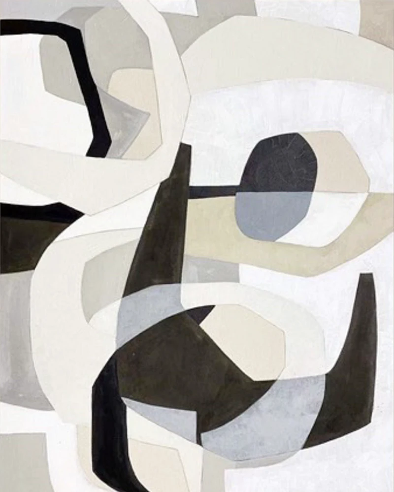 Neutral Black & White Abstract Painting | Minimalist Textured Canvas Art
