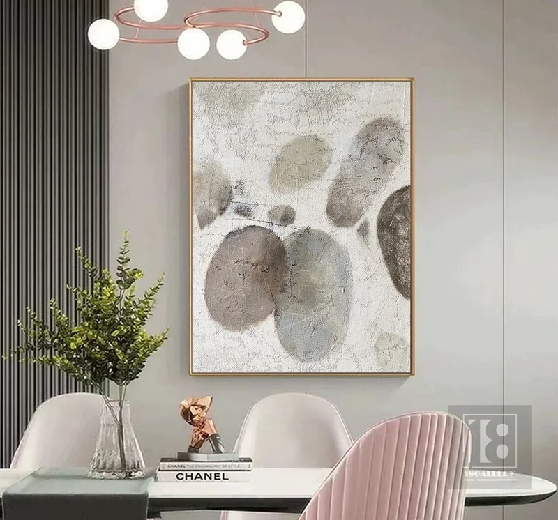 Neutral Gray & White Minimalist Painting | Abstract Wabi Sabi Canvas Art