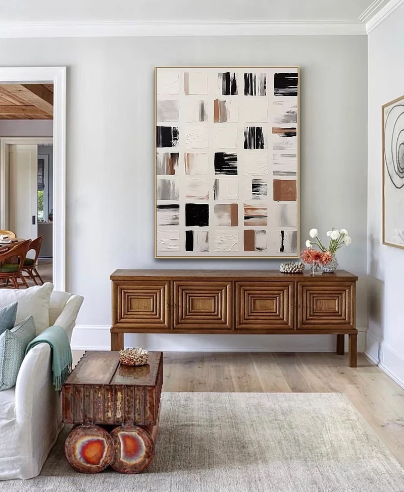 Black & White Textured Painting | Wabi Sabi Abstract Wall Art
