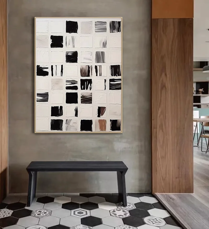 Black & White Wabi Sabi Wall Art | Minimalist Abstract Painting