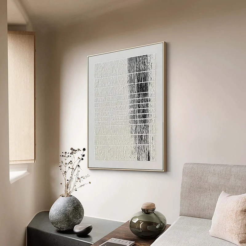 Black & White Minimalist Painting | 3D Textured Wall Art on Canvas