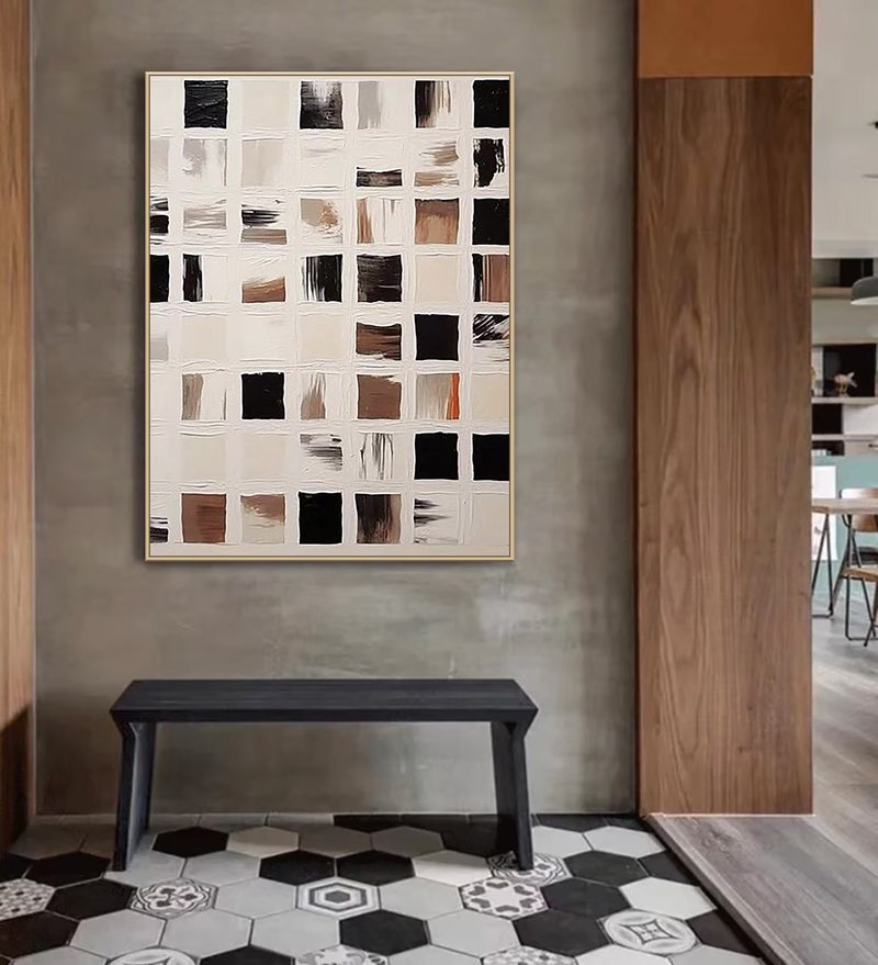 Black & White Textured Abstract Painting | Minimalist Wabi Sabi Wall Art