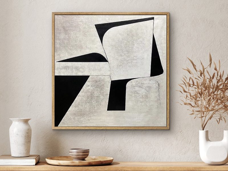 Large Black & White Abstract Painting | Wabi Sabi Textured Wall Art