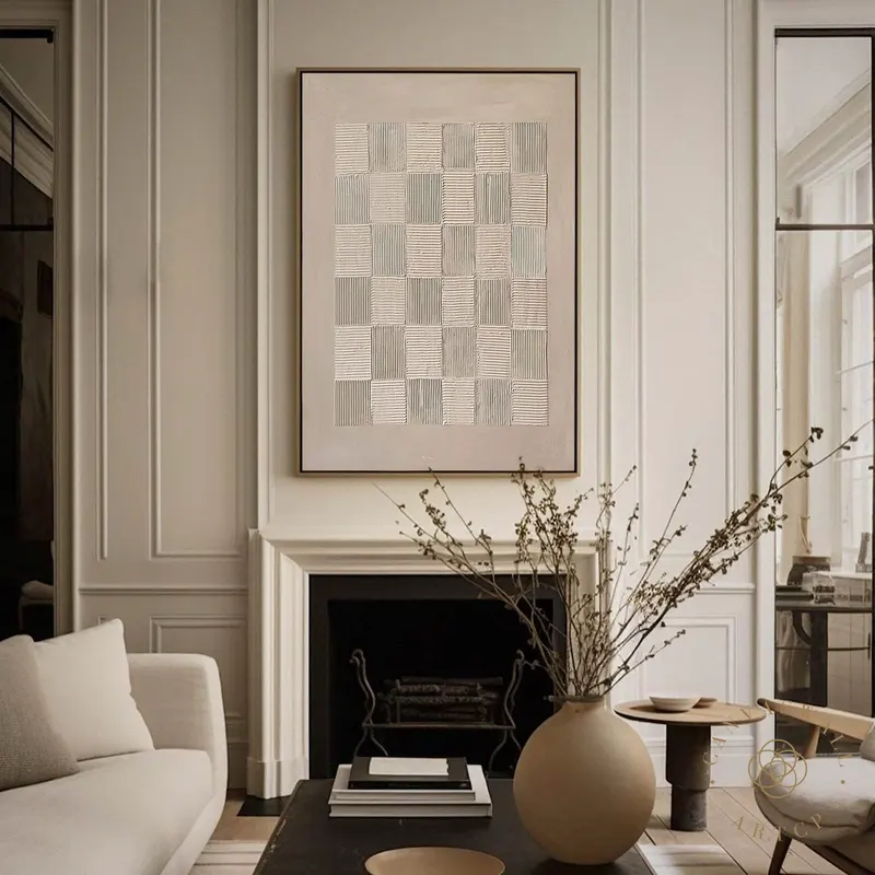 Wabi-Sabi Wall Art | Brown Abstract 3D Textured Canvas Art | Geometric Neutral Art