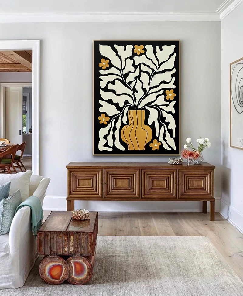 Abstract White Flower Oil Painting | Wabi Sabi Wall Art | Minimalist Living Room Decor