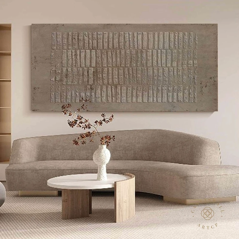 Wabi-Sabi Wall Art | 3D Textured Brown Painting | Earth Tone Canvas Art