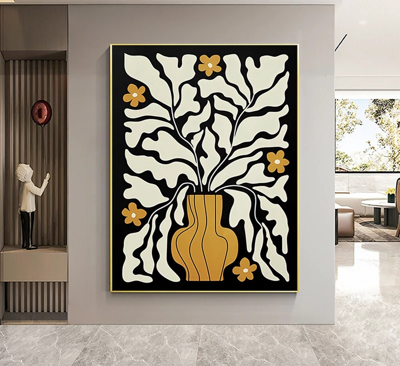 Abstract White Flower Oil Painting | Wabi Sabi Wall Art | Minimalist Living Room Decor