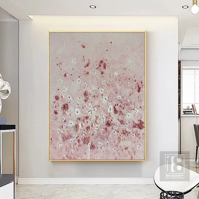 Pink Abstract Painting | White Abstract Flower Art | Textured Wall Art | Canvas Artwork
