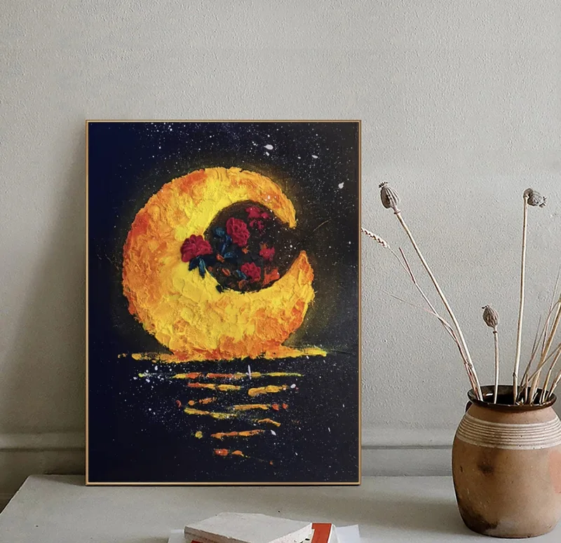 Original Red Rose & Carnation Flower Painting | 3D Textured Wall Art | Mother's Day Gift