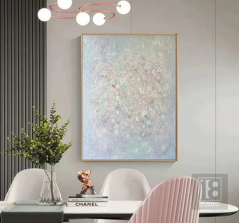 Large Abstract Painting | Modern Abstract Flower Art | Textured Landscape Oil Painting