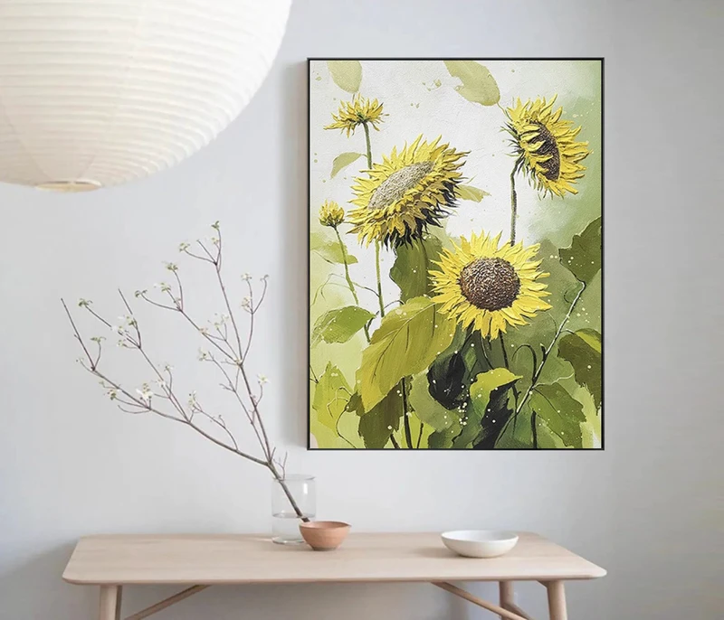 Large Sunflower Painting | Sunflower Wall Art | Textured Flower Oil Painting on Canvas