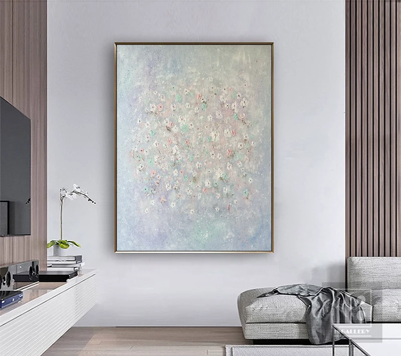 Large Abstract Painting | Modern Abstract Flower Art | Textured Landscape Oil Painting