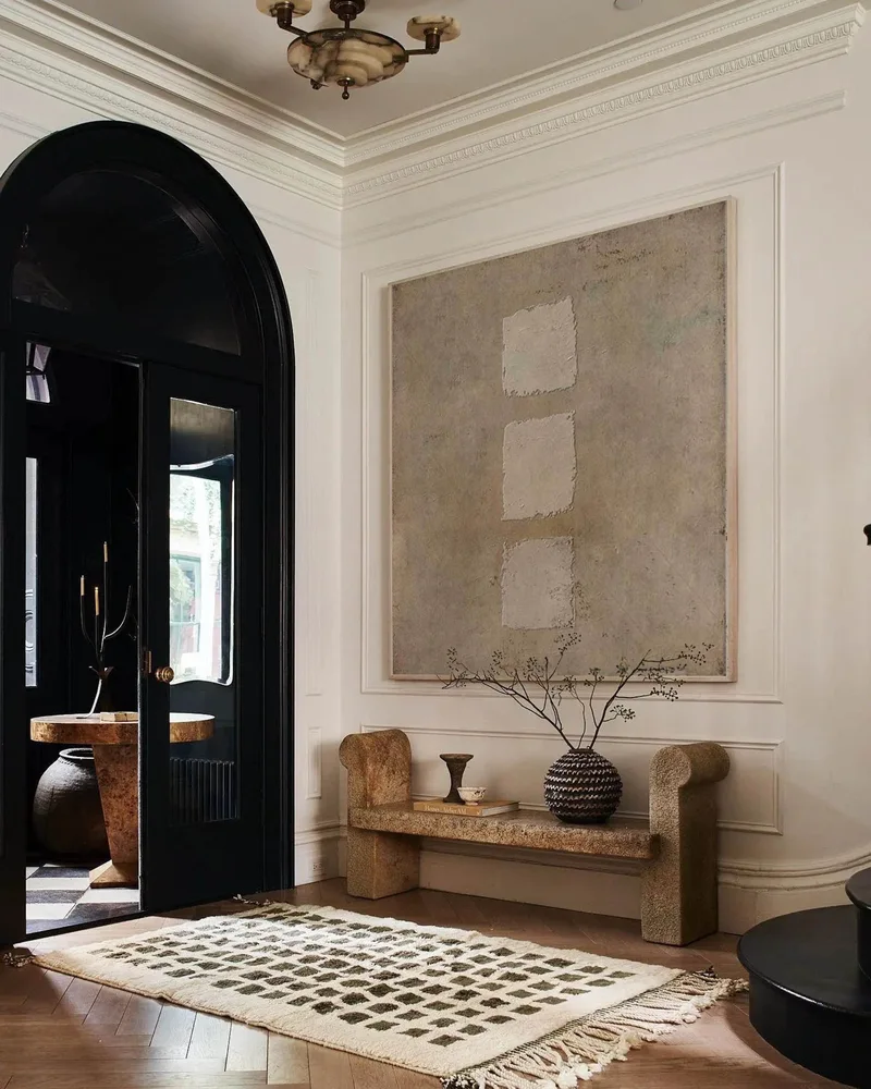 Brown Minimalist Painting: Square Wabi-Sabi Canvas Wall Art