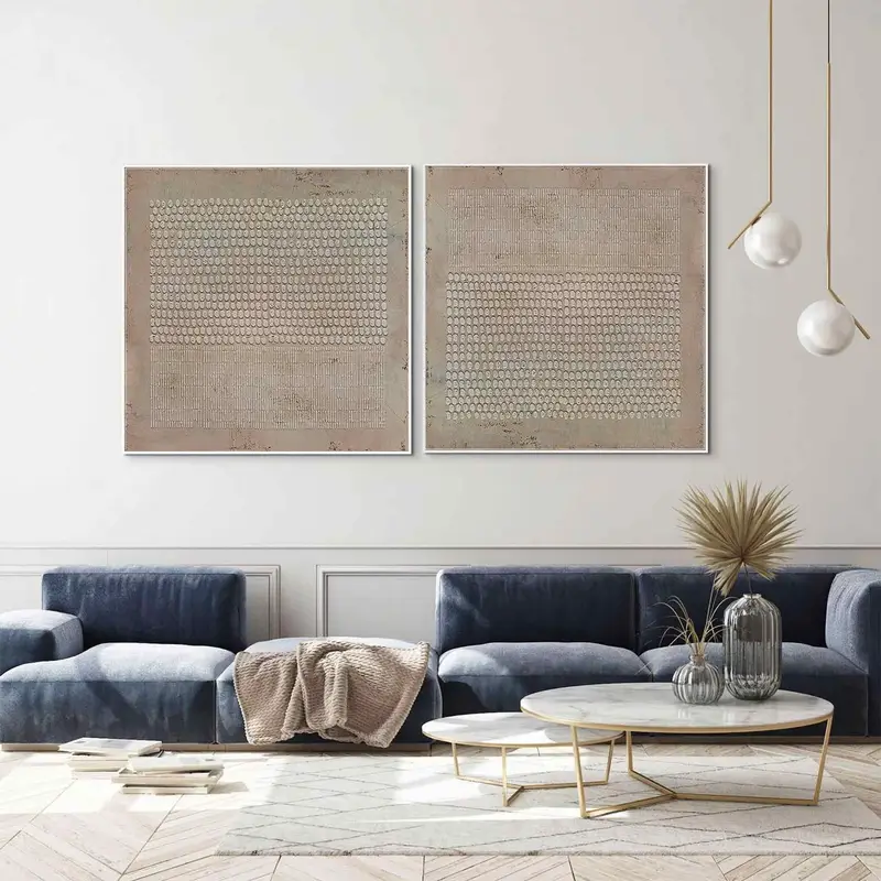 Set of 2 Wabi-Sabi Wall Art: Textured Brown Plaster Paintings