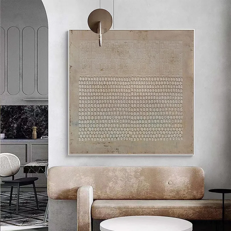 Brown Bohemian Painting: Textured 3D Canvas Abstract Decor Piece