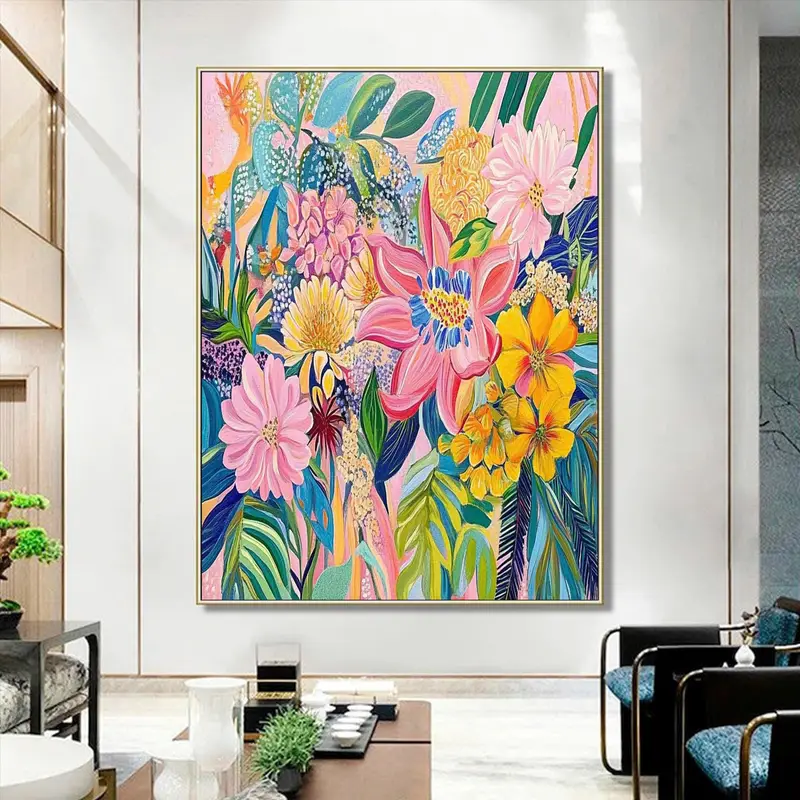 Original Botanical Oil Painting - Tropical Floral Canvas Art for Vibrant Nature-Inspired Wall Decor  