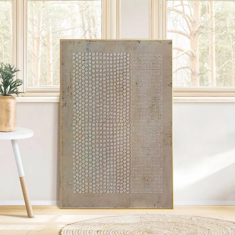 Wabi-Sabi Wall Art: Dark Pastel Geometric Pattern Abstract Piece