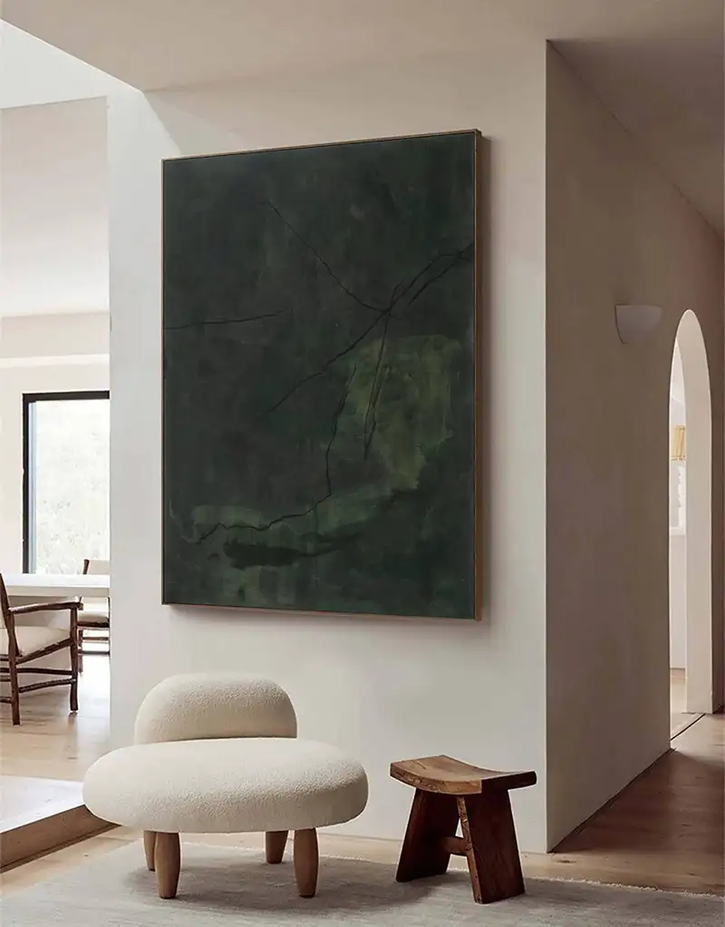 Black Wabi-Sabi Wall Art - Minimalist Textured Canvas with Plaster