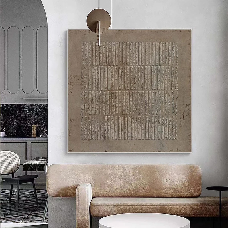 Wabi-Sabi Wall Art: Minimalist Brown Abstract Canvas with Texture
