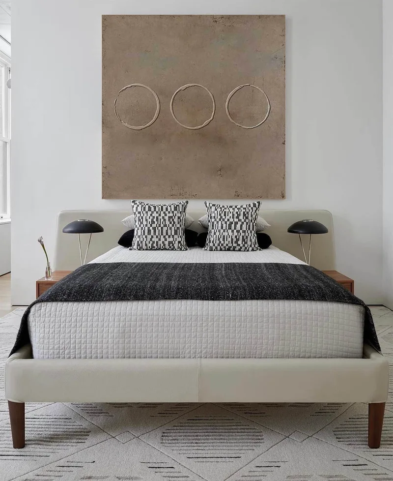 Brown Minimalist Painting: Geometric Circle Bohemian Wall Art
