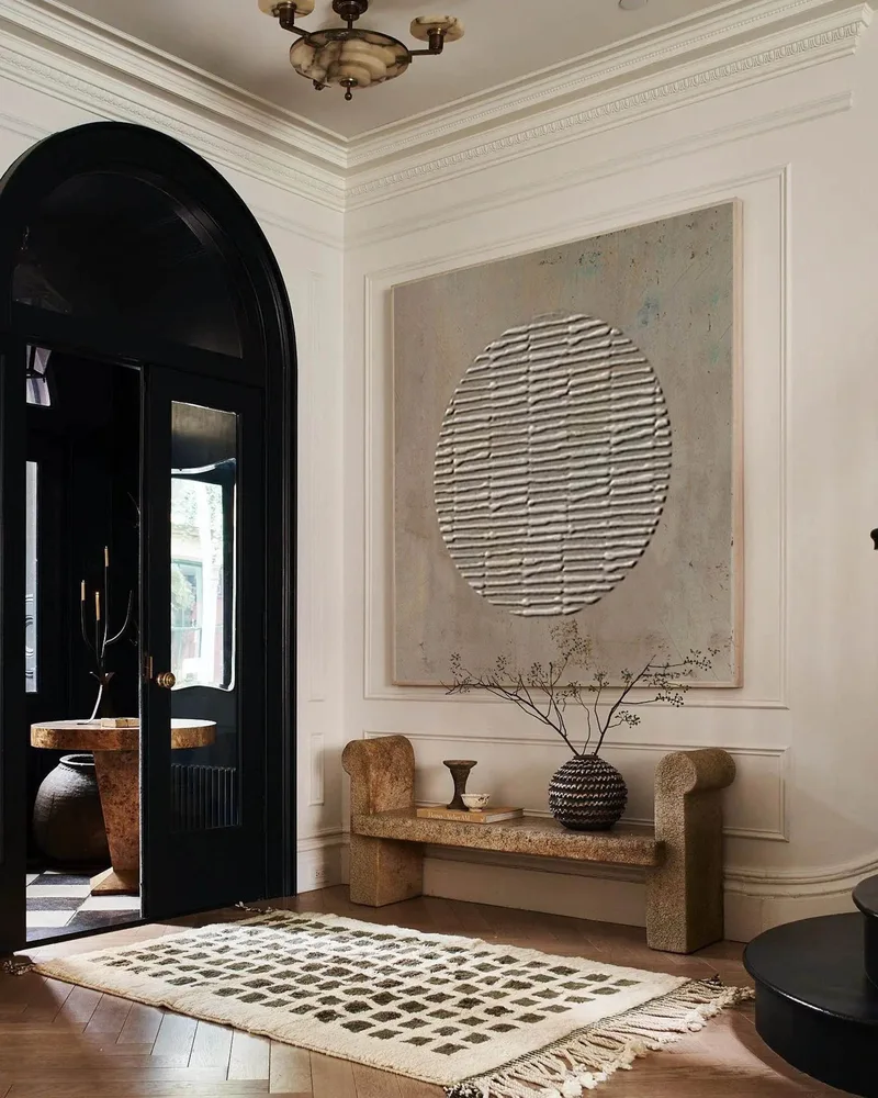 Geometric Brown Abstract Art: 3D Texture Minimalist Wall Painting