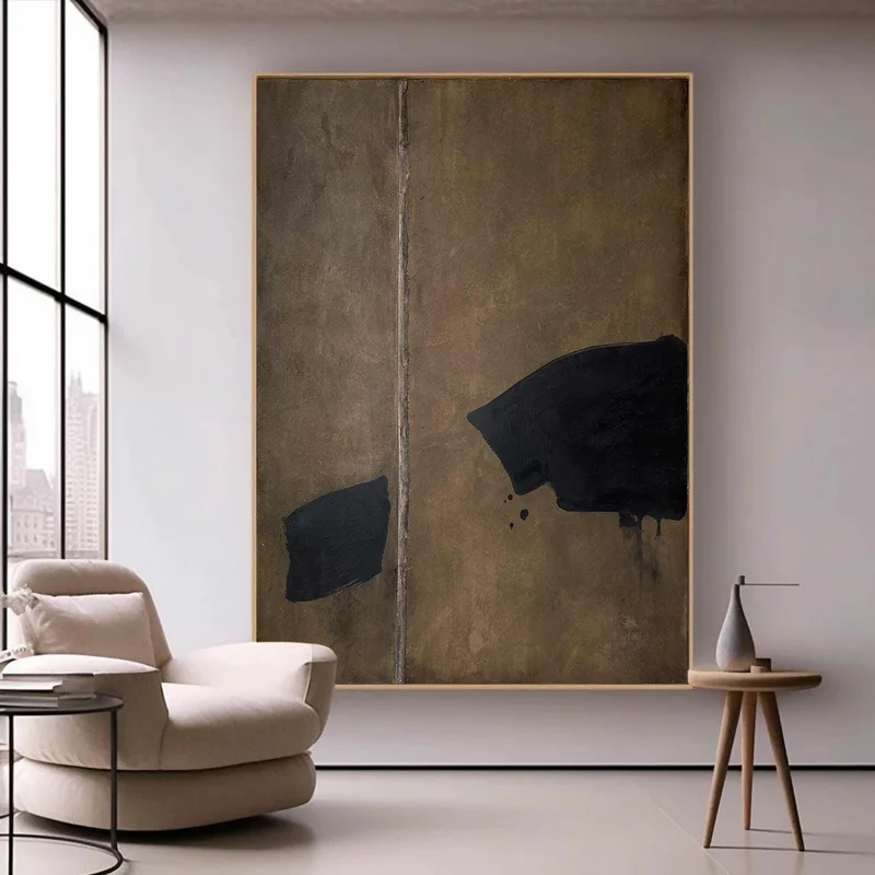 Green Wabi-Sabi Wall Art - Minimalist Textured Canvas for Home