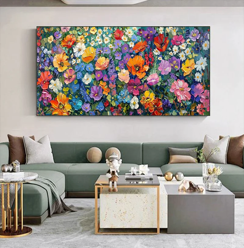 Original Oil Painting on Canvas - Modern Abstract Purple Violet Flower Art with Texture for Boho Wall Decor  