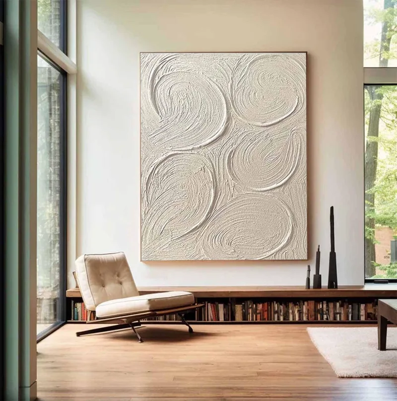 Beige Wall Art - Textured Plaster Canvas for Minimalist Home Decor