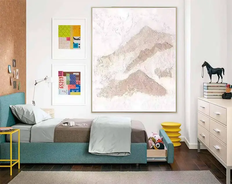Mountain Wall Art - 3D Textured Landscape Canvas in Brown and White