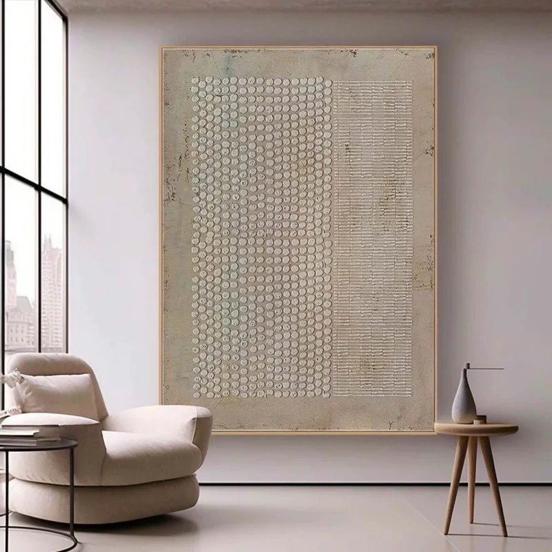 Wabi-Sabi Wall Art: Dark Pastel Geometric Pattern Abstract Piece