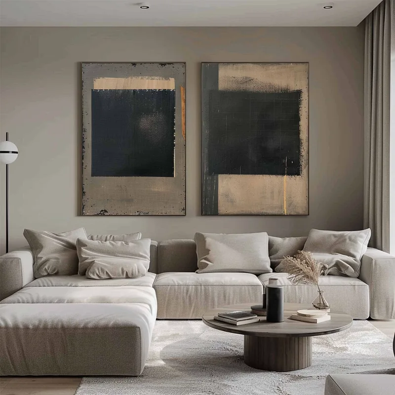 Wabi-Sabi Wall Art - Beige and Brown Abstract 2-Piece Canvas Set