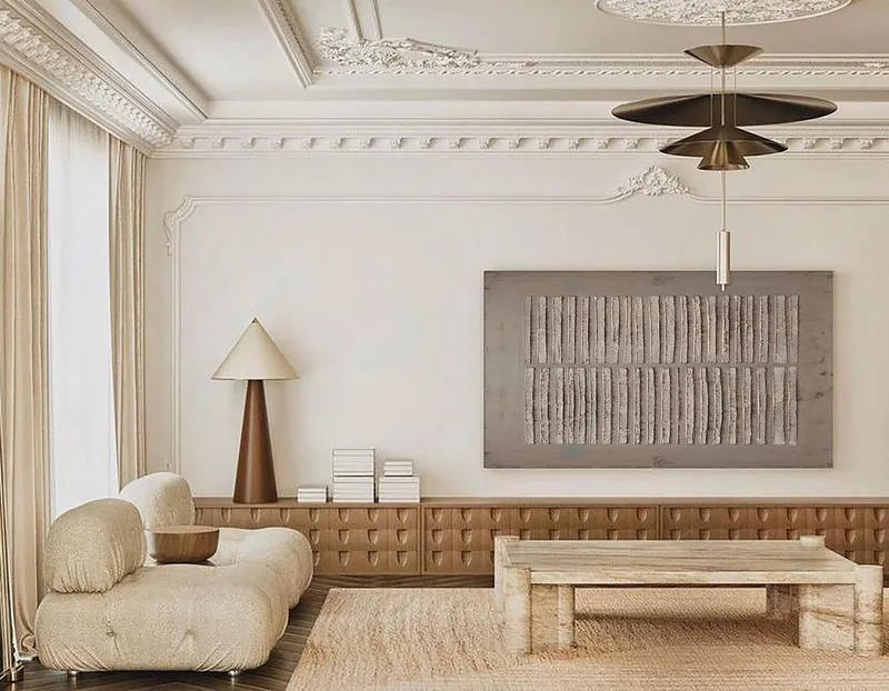 Brown Wall Art: 3D Texture Wabi-Sabi Painting on Canvas Design