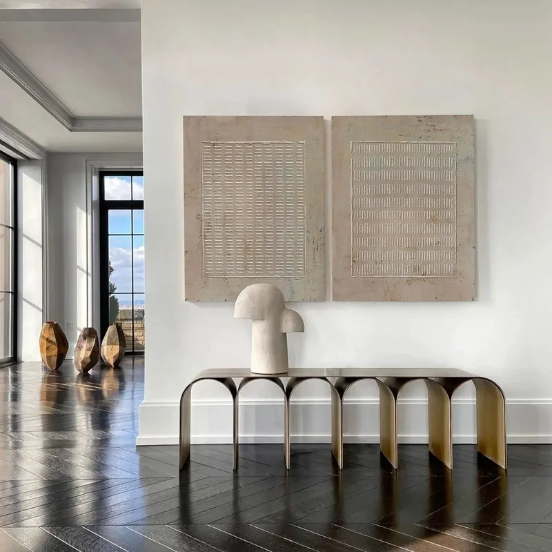 Set of 2 Wabi-Sabi Wall Art: Textured Brown Canvas Paintings