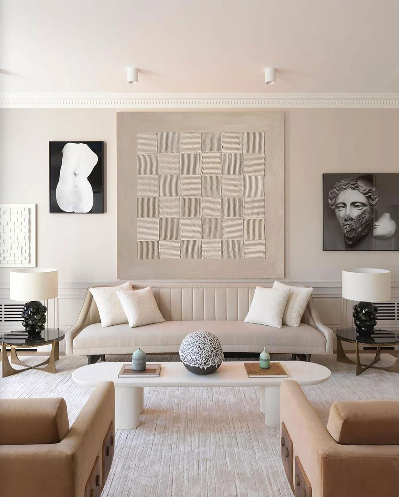 Wabi-Sabi Wall Art: Taupe Brown Abstract Canvas with 3D Texture
