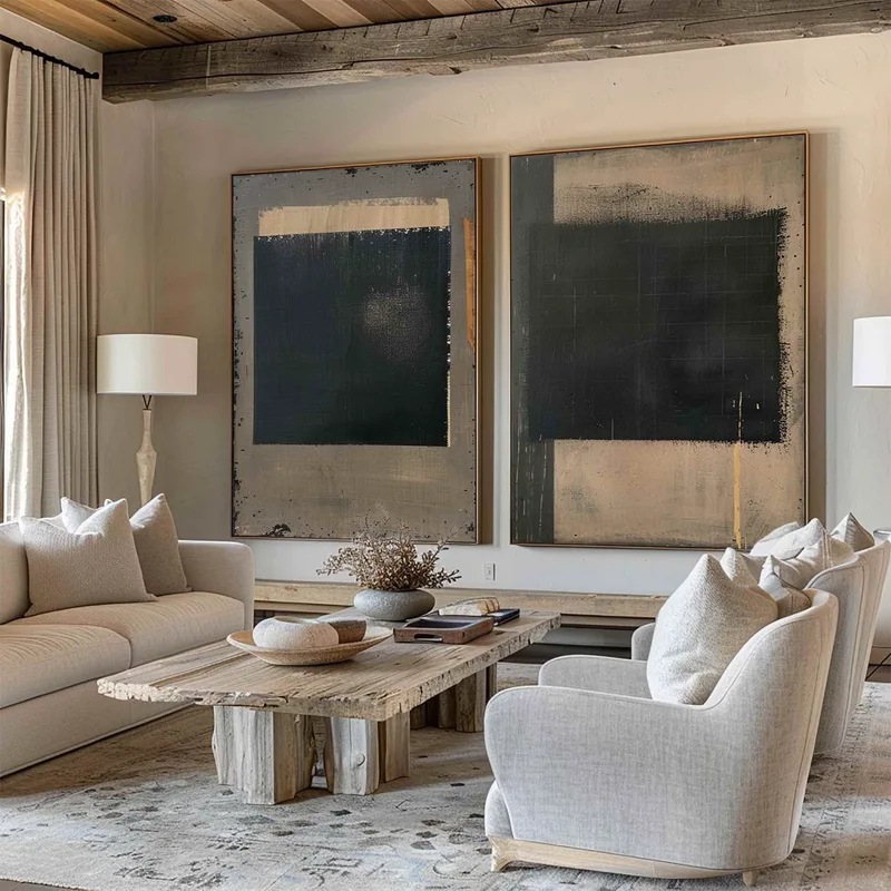 Wabi-Sabi Wall Art - Beige and Brown Abstract 2-Piece Canvas Set