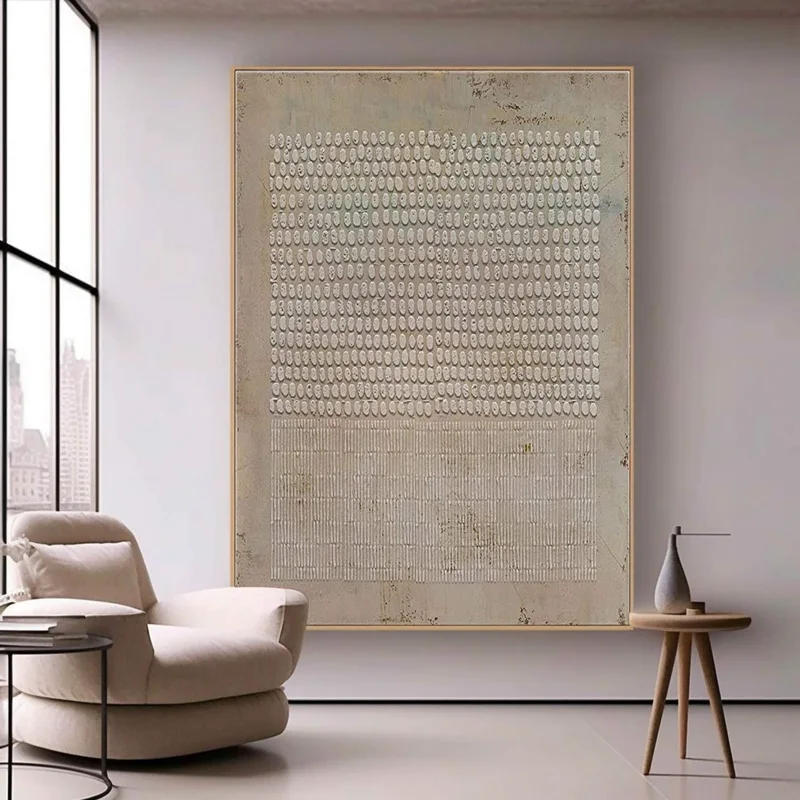 Wabi-SABI Brown Wall Art - Geometric Square Line Pattern Design