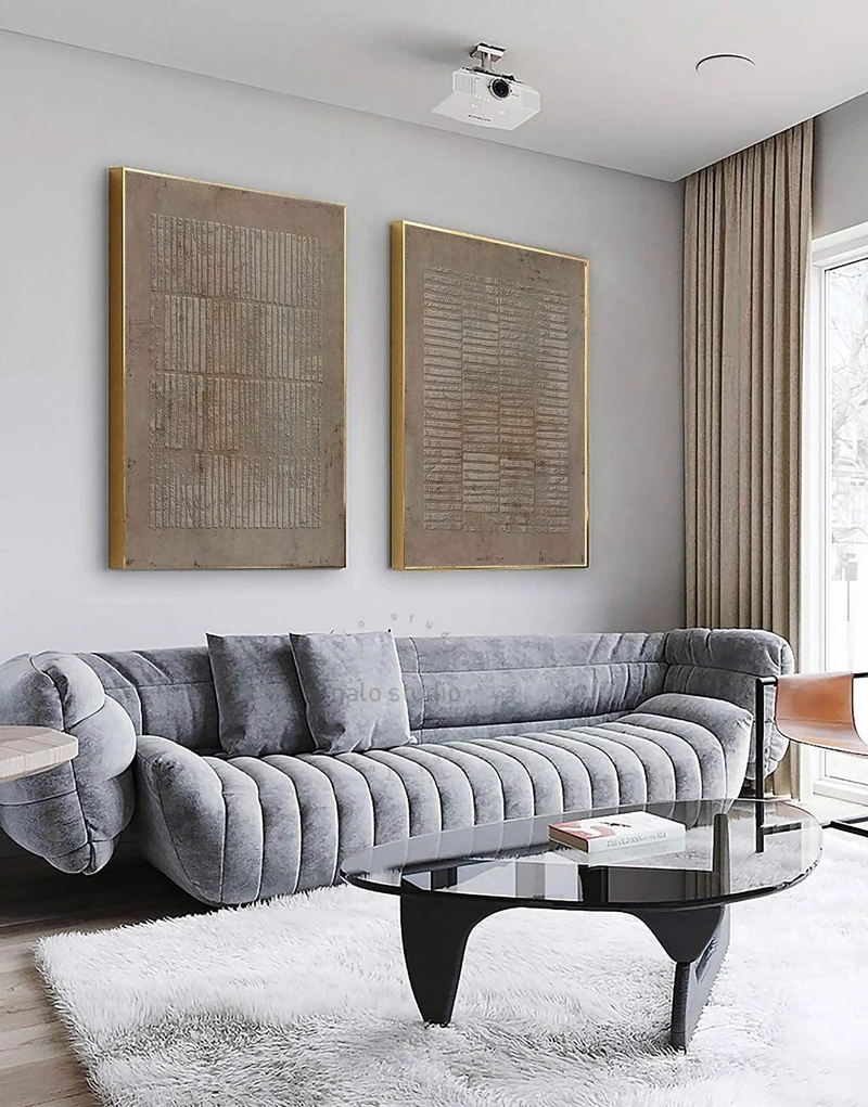 Wabi-Sabi Wall Art Set of 2: Textured Brown Minimalist Paintings