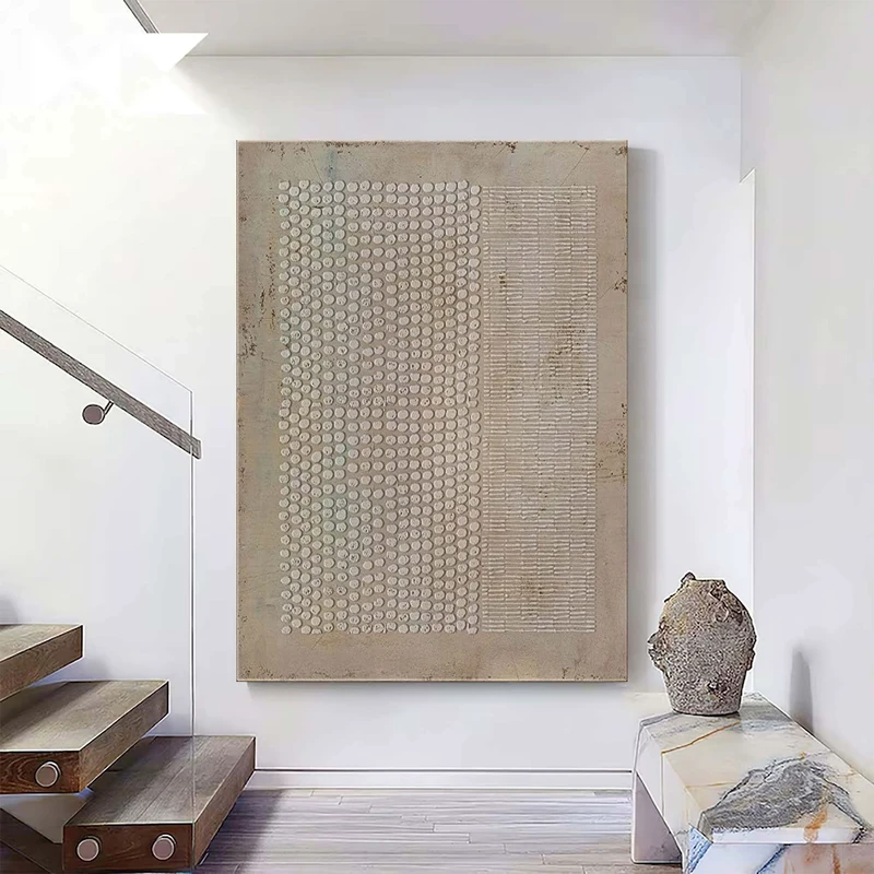 Wabi-Sabi Wall Art: Dark Pastel Geometric Pattern Abstract Piece