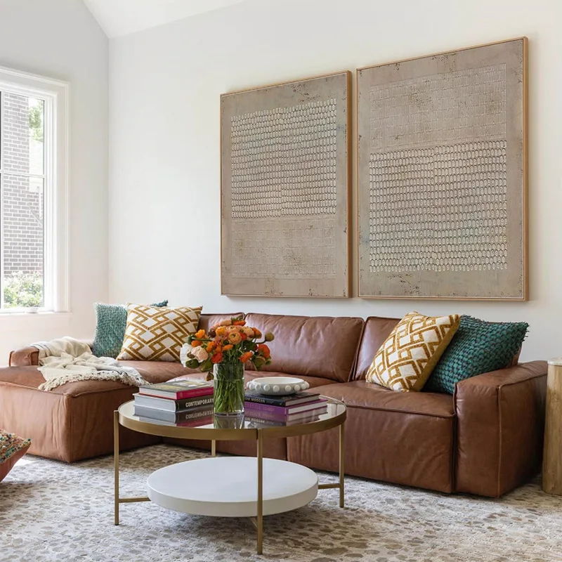 Set of 2 Wabi-Sabi Wall Art: Brown Abstract Canvas Paintings