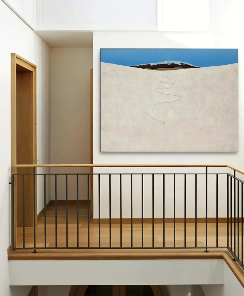Snow Mountain Art - Blue and White Landscape Canvas Wall Painting