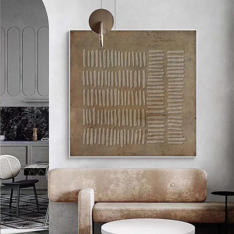 Wabi-Sabi Plaster Painting: Textured Brown Wall Art Design Piece