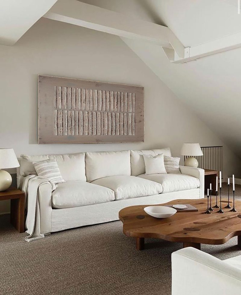 Brown Wall Art - Wabi-Sabi Minimalist Canvas with Earth Tone Texture