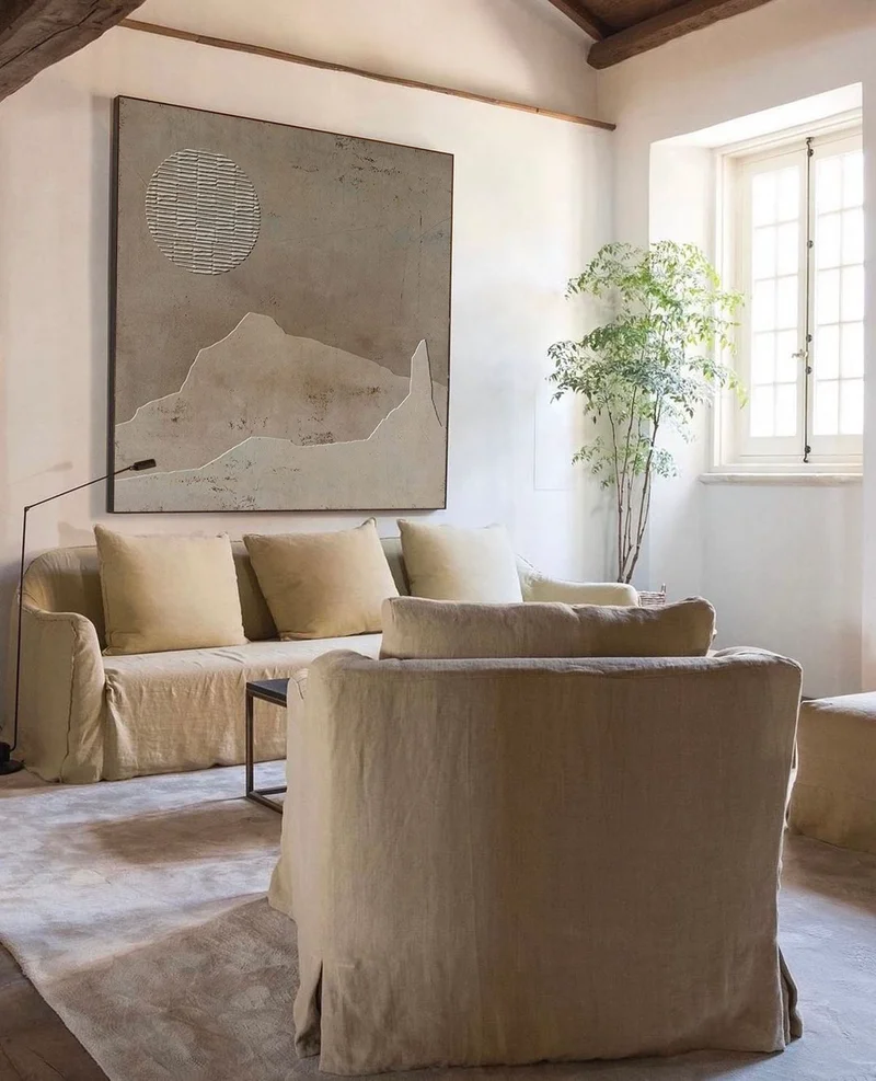 Wabi Sabi Abstract Artwork on Canvas - Earth Tone Textured Design
