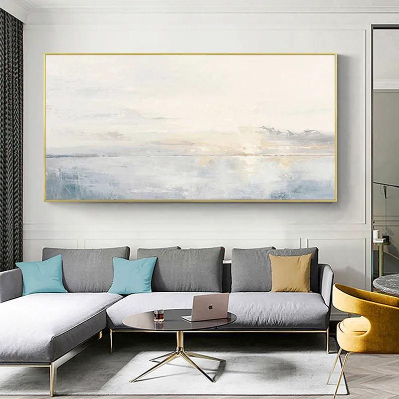 Large Ocean Sunset Painting - Abstract Coastal Wall Art for Home
