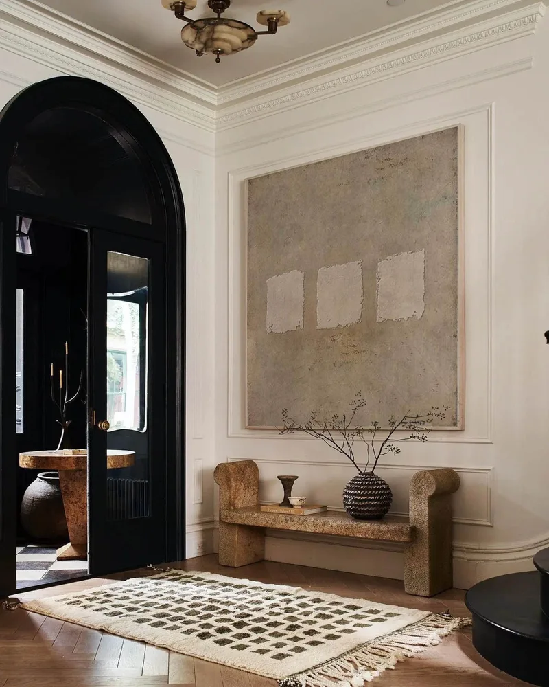 Brown Minimalist Painting: 3D Texture Wabi-Sabi Wall Art Canvas