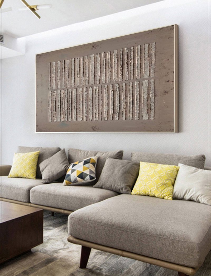 Brown Wall Art - Wabi-Sabi Minimalist Canvas with Earth Tone Texture