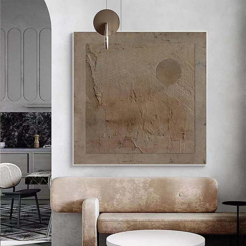Wabi-SABI wall art - Geometric Line Design on Textured Canvas